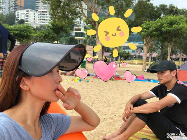 蔡少芬和老公携女儿沙滩玩耍 一家人享受愉快假期