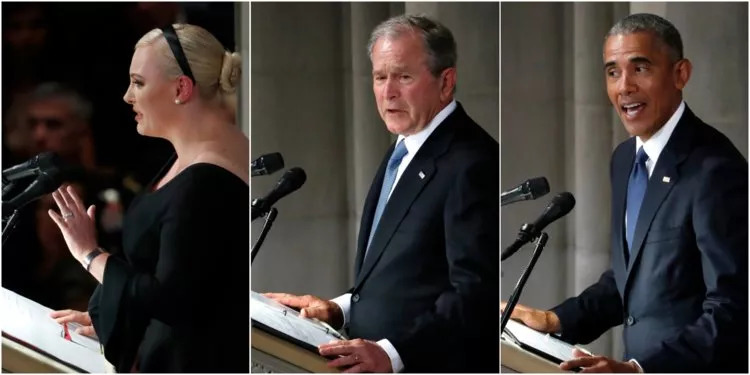 奥巴马、布什和麦凯恩女儿在麦凯恩葬礼上致辞全文