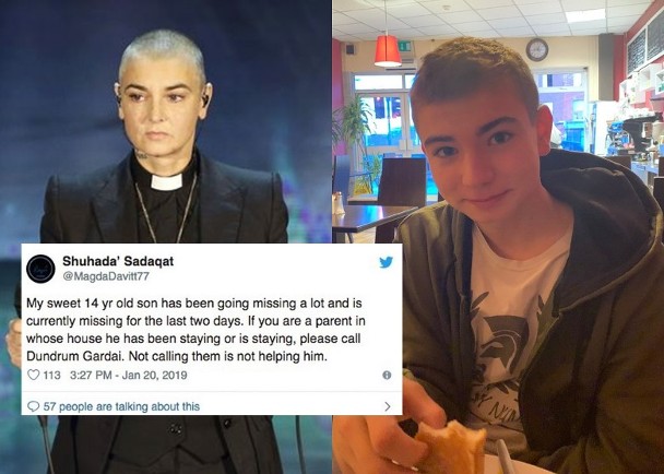 歌手希妮德·奥康娜14岁儿子失踪 发文求网友帮助寻找