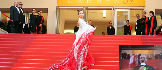 内地不知名女星莫名压轴红毯 一步一停被保安请走