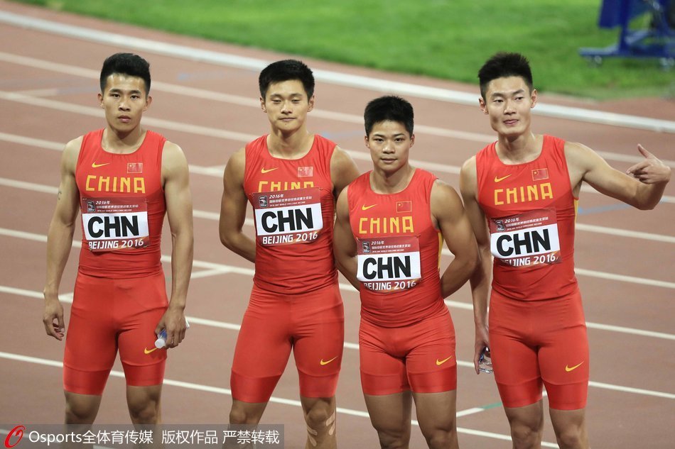 北京赛-男子4x100米接力 中国队38秒21夺两连