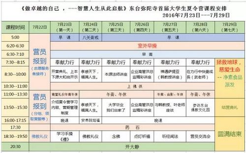 大学生夏令营课程安排