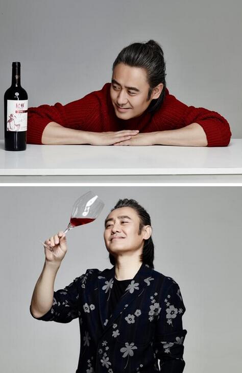 吴秀波丸子头造型广告首秀,为尼雅葡萄酒拍摄