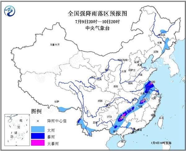 暴雨黄色预警：江苏湖南等10省区有大暴雨