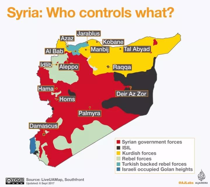 叙利亚局势图(截止2017年9月6日)
