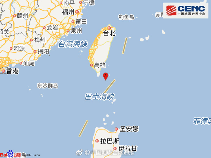 台湾台东县海域发生4.3级地震
