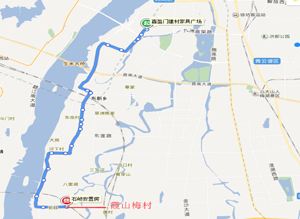 东新乡政府—莲塘一中东新校区—东岳村—利用村—抚生南路口—老屋—