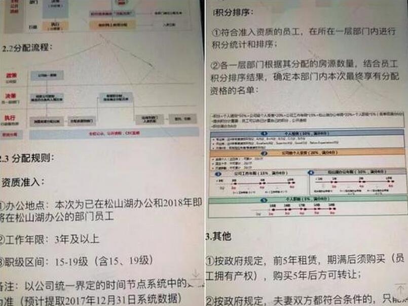 在华为工作3年以上，且搬到松山湖工作。不过对方并未证实房价为8500元。疑似华为员工住房分配方案来源