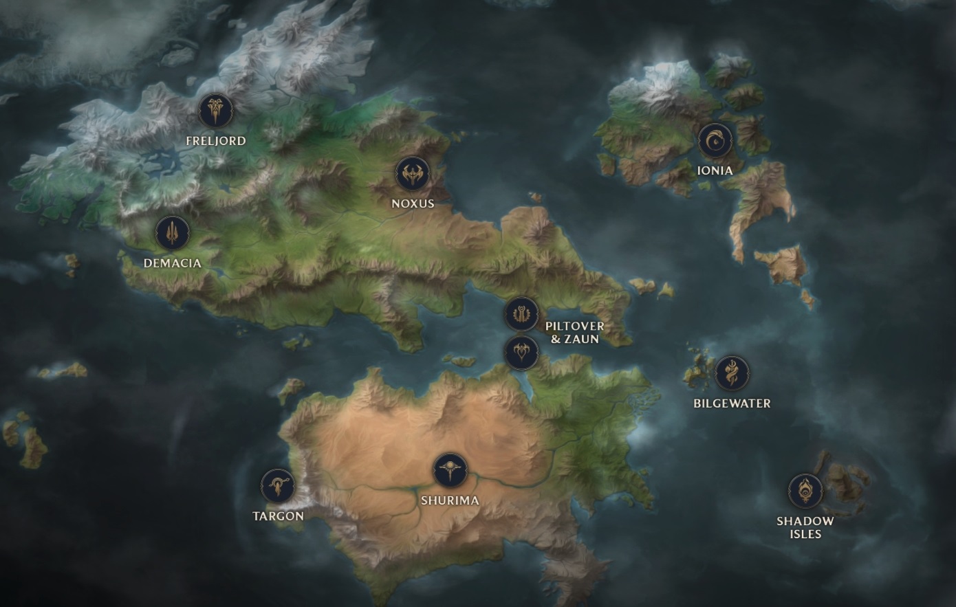 拳头游戏首次揭晓《LOL》符文大地世界地图