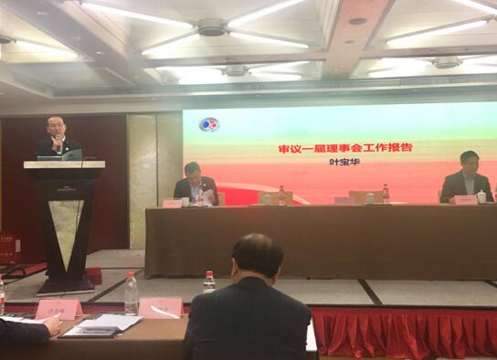 当选会长叶宝华在会上发言.