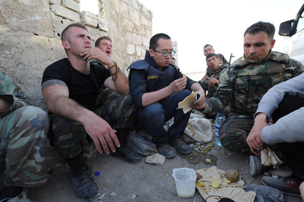 　　刘阳的“战地午餐”。文作者供图