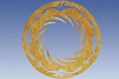 太阳神鸟金箔学者认为那飞翔的是三足乌 图片由金沙遗址博物馆提供