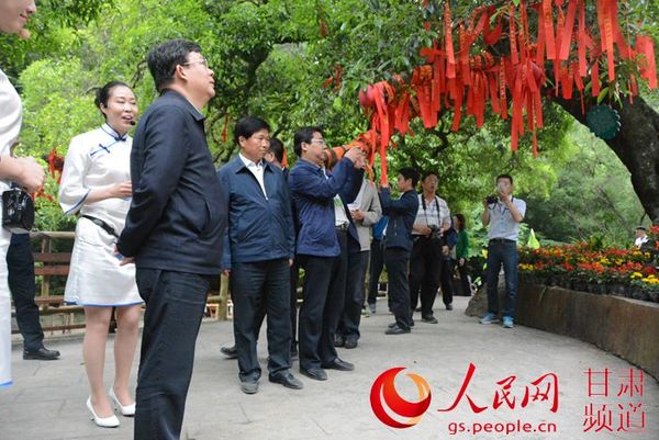 夏红民等同志参观桂花庄金桂树（李东京 摄）