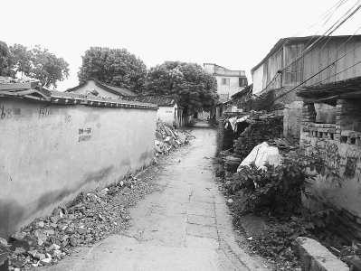 通向明代土城（港口城）的古官道，道路下方为与月溪连通的水系，如今，这里被列入拆除范围。