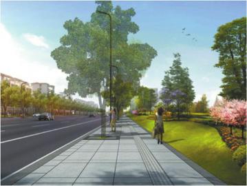 新建人行道效果图。