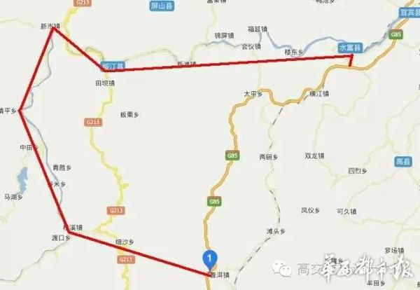 1号线路:g85渝昆高速普洱渡收费站——溪洛渡水电站专用道路——永善