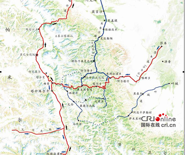 本次“丝绸之路•昆仑河源道综合科考”路线图(巫新华提供)
