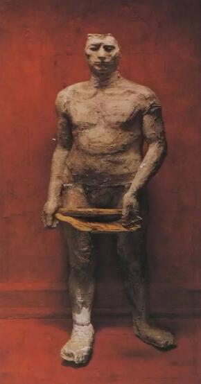 石冲作品《行走的人》，布面油画，180x 180cm，1993年。图片：致谢中国嘉德拍卖行