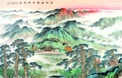 杨东平 古田会议永放光芒 240x150cm