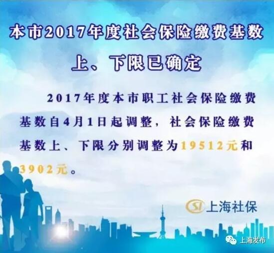 上海2017年社保缴费基数上下限确定,下限为3