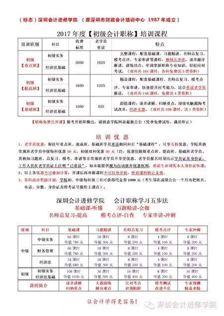 2017年初级会计职称习题集已出!深圳会计进修