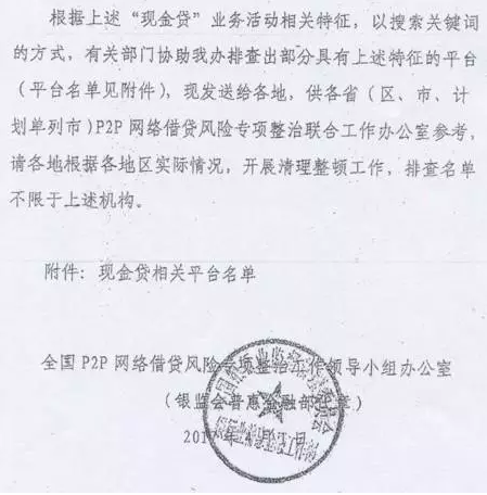 曝银监会排查现金贷相关平台名单 429家上榜