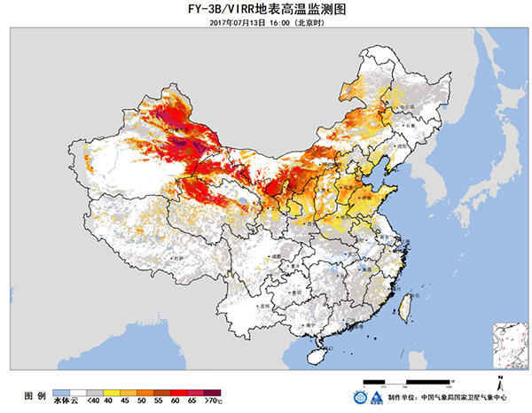 气象卫星监测：华北地表气温超40度 新疆等地超60度