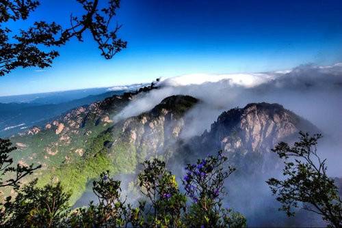 旅游清明小阴雨第一天,洛阳白云山旅游度假区上午云雾绵绵,长假游戏大班传递缭绕玩法图片