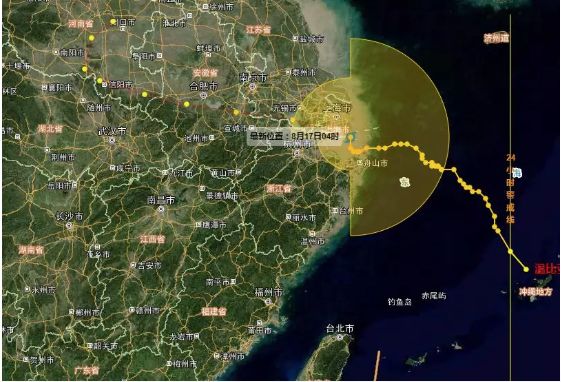 台风“温比亚”今天4时05分已在上海浦东新区南部登陆！