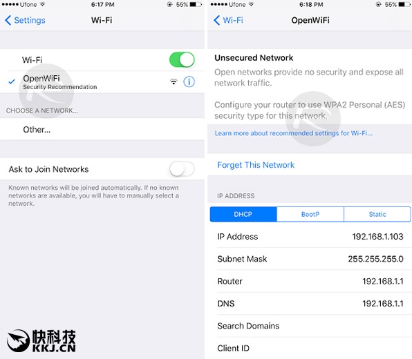 iOS10新功能开启：可提示不安全Wi-Fi信号