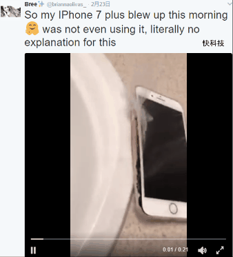 美女iPhone 7 Plus突然自燃炸裂苹果紧急调查