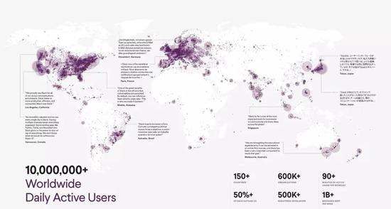 Slack全球用户分布图：Slack招股书