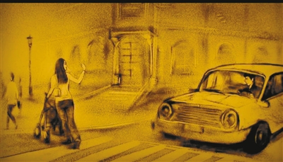 温情沙画演绎车让人