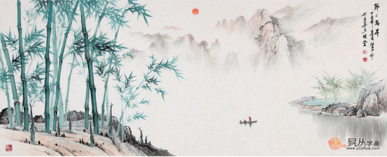 虚心有节刘海青最新竹子山水画《节节高升》【作品来源:易从网】