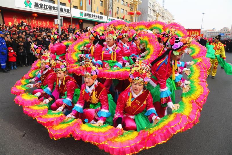 富锦市富饶锦绣秧歌美绿谷粮都闹元宵元宵节秧歌汇演扭红锦城舞热黑土